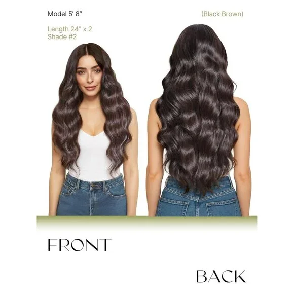 Clip Ins Hair Extensions Human Hair Dark Brown 100g 7 Piece Seamless
